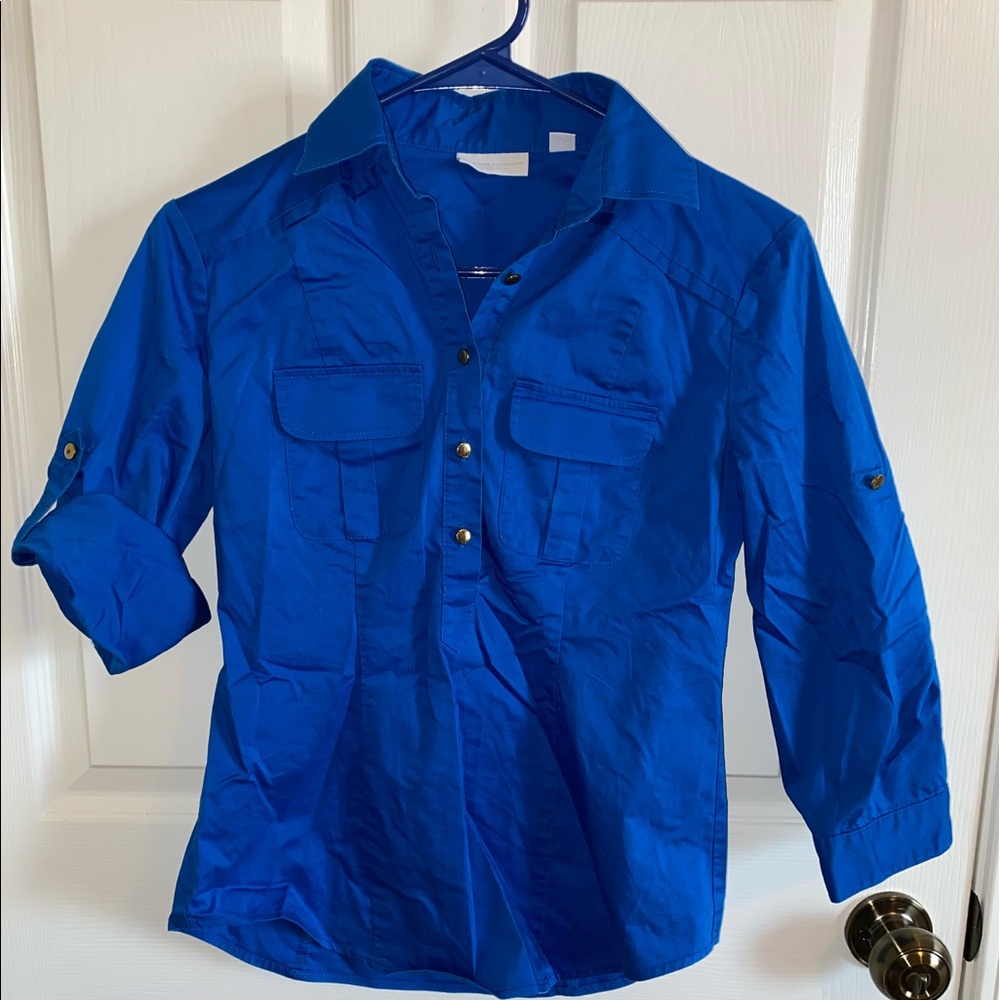 Vibrant Blue New York and Company Work Shirt